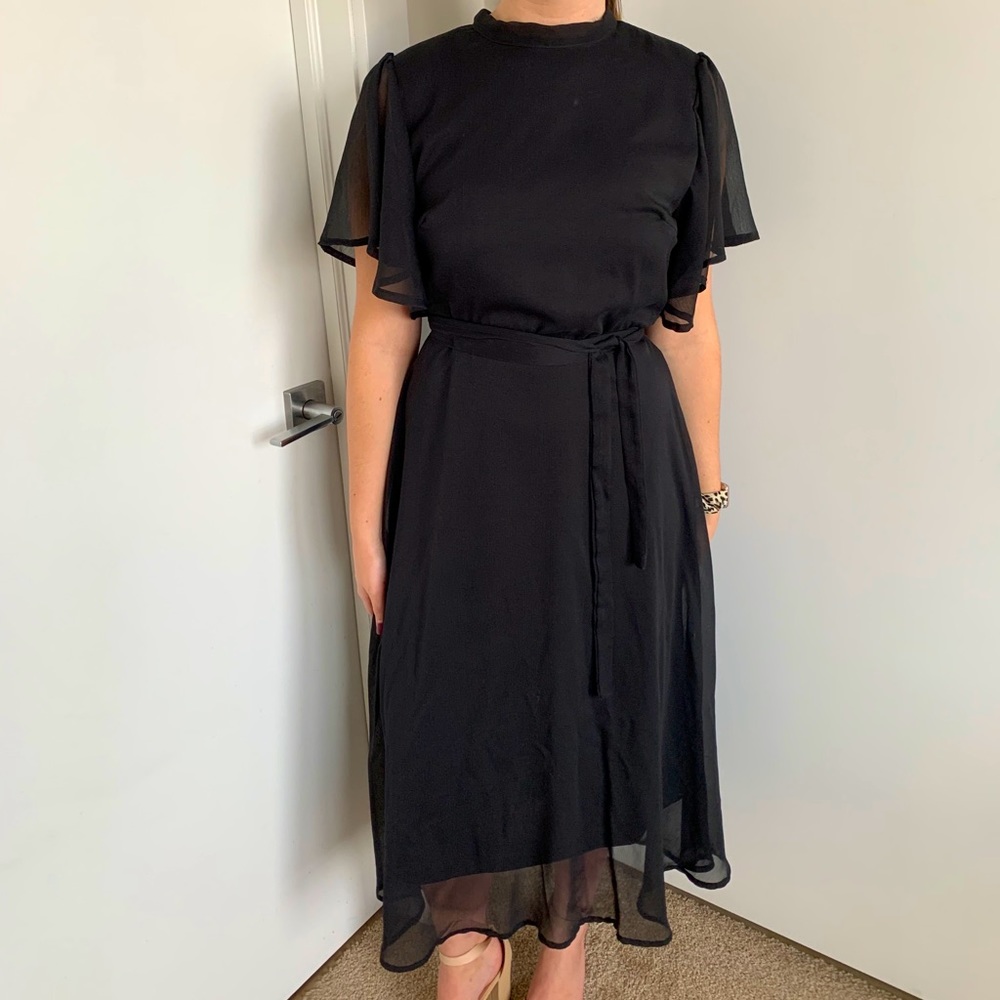 Women’s Black Sheer Mid Dress